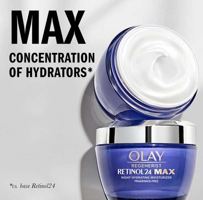 Olay Olay Regenerist Retinol 24 Max Moisturizer, Retinol 24 Max Night Cream, 1.7 oz + Whip Face Moisturizer Travel/